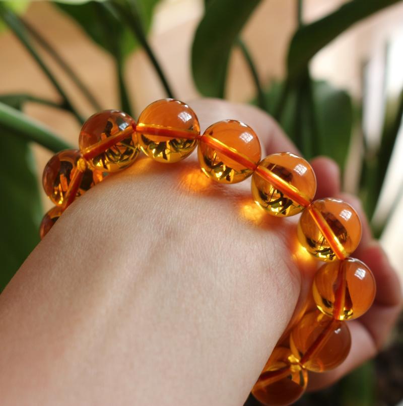 Brazilian Citrine Round Bead Bracelet Citrine 128 Faceted Bracelet Korean Style Fashion Couple Crystal Jewelry