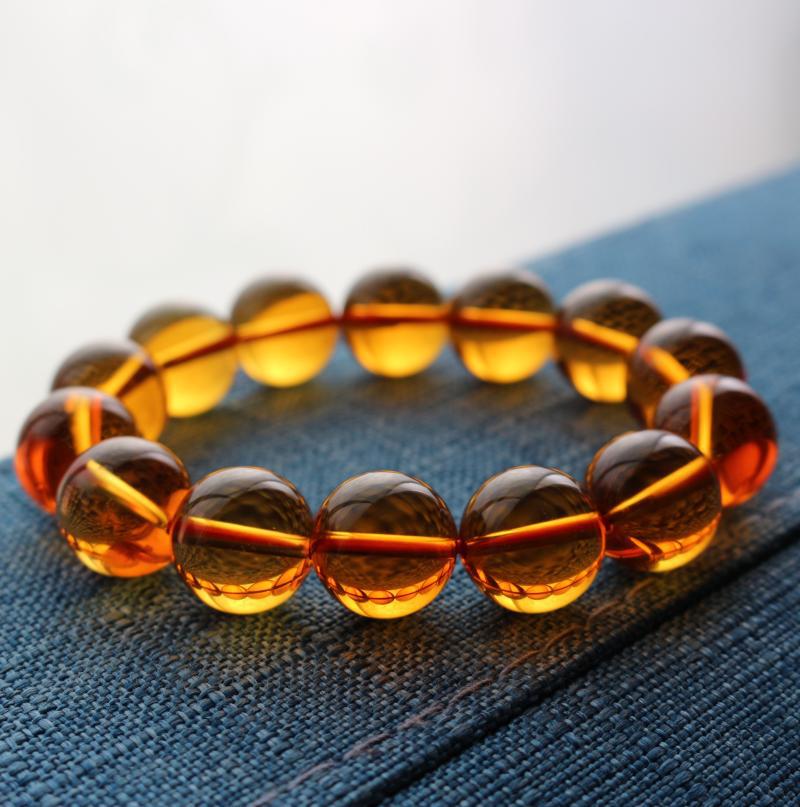 Brazilian Citrine Round Bead Bracelet Citrine 128 Faceted Bracelet Korean Style Fashion Couple Crystal Jewelry