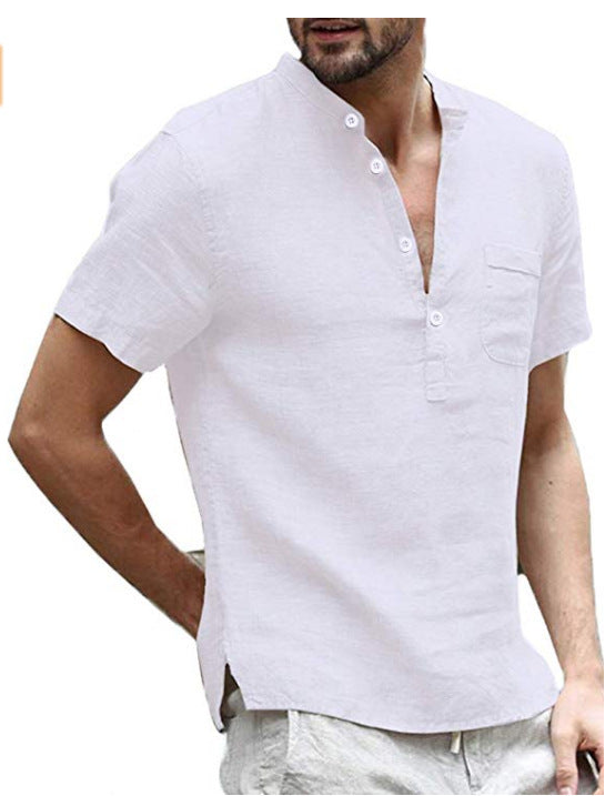 Cotton Linen Shirt Casual Linen Solid Color Shirt
