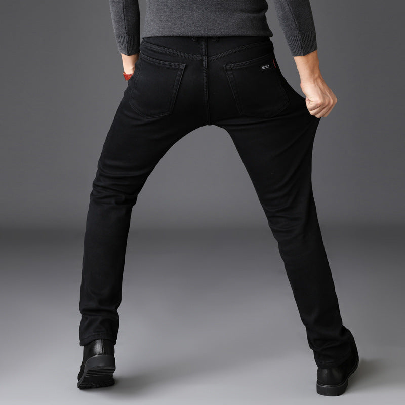 New Men's Black Jeans High Elastic Men's Black Slim Pants Jeans Men