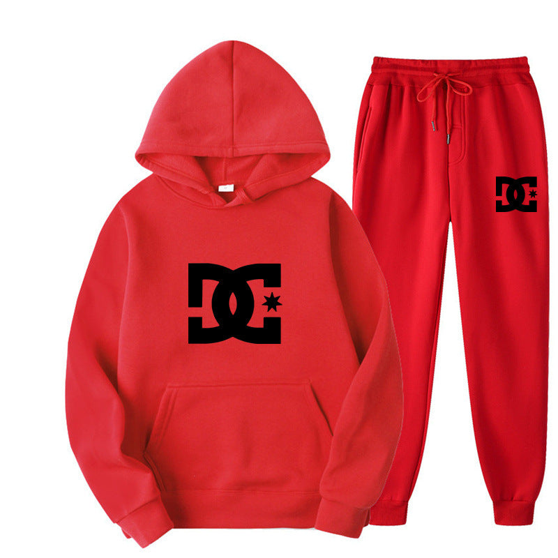 Casual Fashion Printed Sportswear Men&amp;amp;#039;s 14-color Warm Hooded Sweater 2-piece Set + Trousers Jogging Sweater