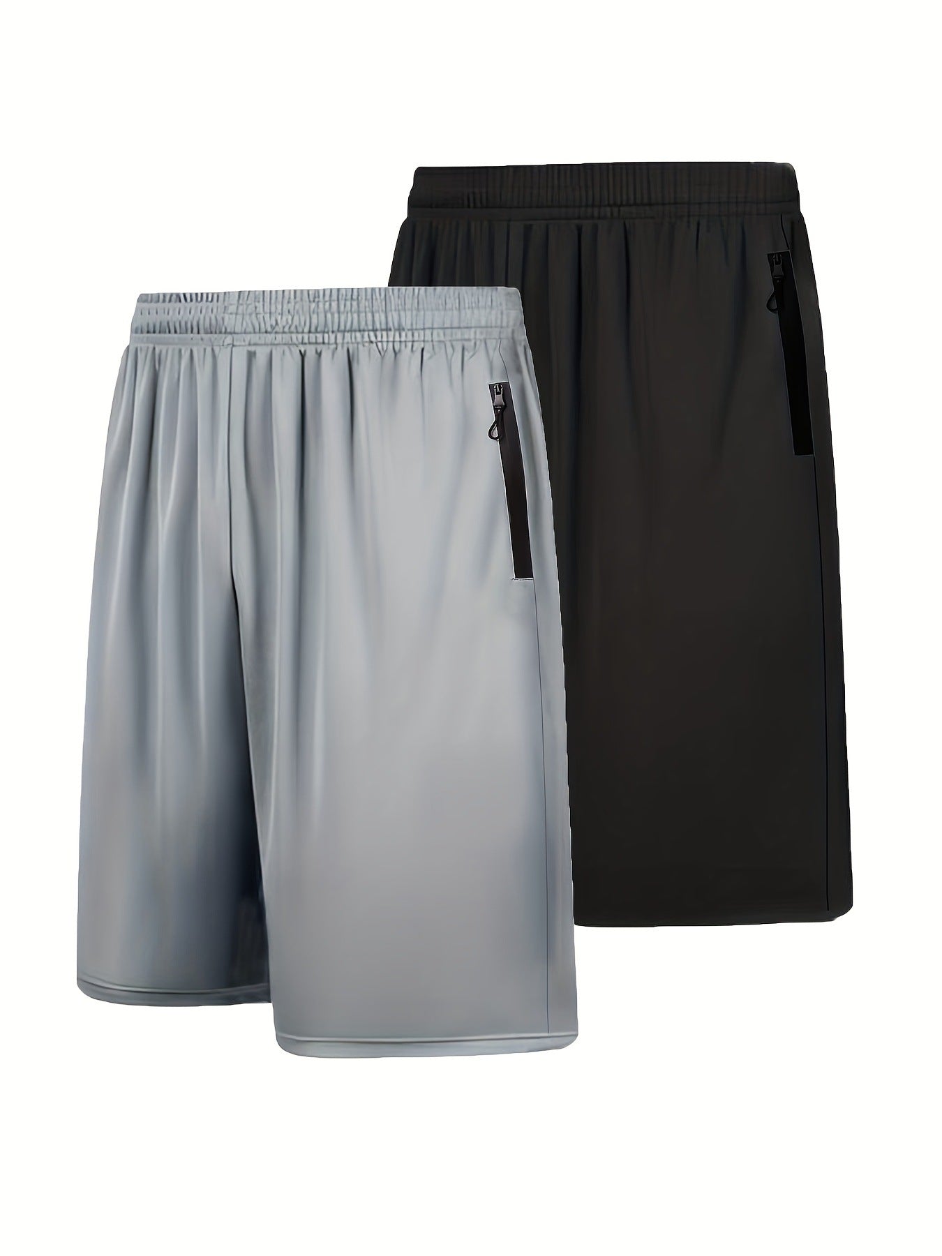 2Pcs Quick Dry Men's Athletic Shorts With Elastic Waistband