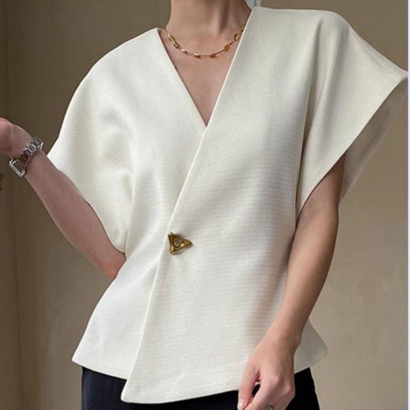 One-Button Vest Suit Fashionable French Elegant Top Asymmetrical Vest Tight Waist Slimming Shoulder Sleeve Women