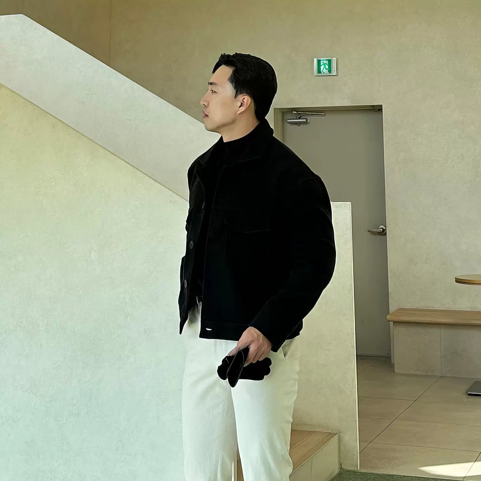 Black Lapel Short Jacket Men's Autumn And Winter Korean Version 2024 New High-end Double Pocket Thickened Jacket