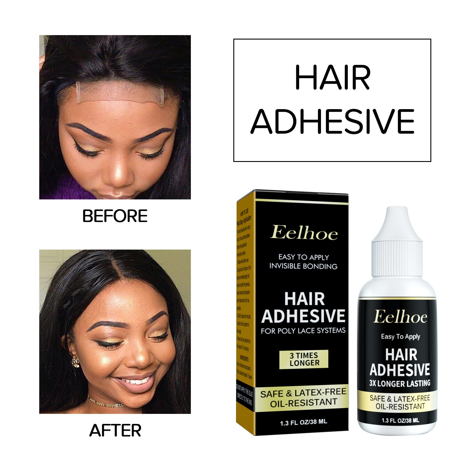 EELHOE Wig Glue Skin Invisible Liquid Glue Weaving Hair Replacement Wig Unloading Glue Fast Unloading Hair Block Glue