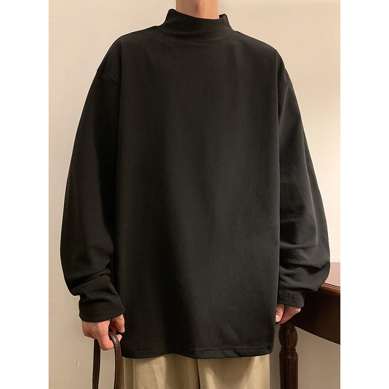 Woolen Casual Suit Men's Suit Collar Loose Solid Color Two-piece Set Side Zipper