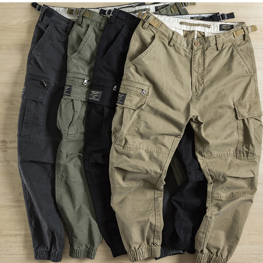 Heavy Workwear Ankle-tied Pants Trendy Men's Japanese Loose Straight Casual Pants American Retro Fashion Brand Trousers Pants