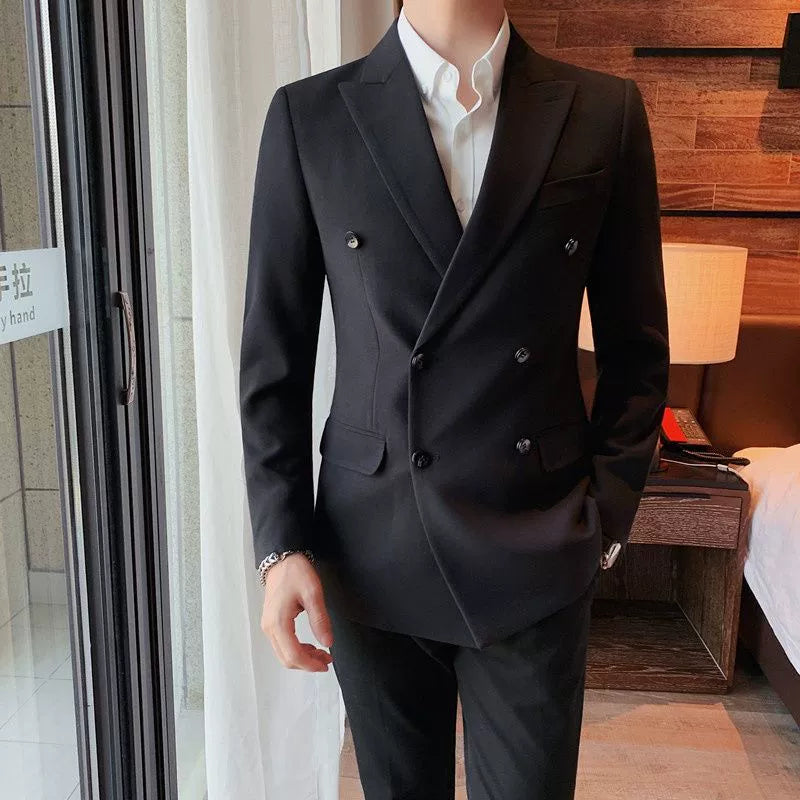Double-breasted Casual Suit Jacket Men&amp;amp;amp;#039;s Slim-fit Trendy British Style Men&amp;amp;amp;#039;s Single Western High-end Professional Suit Jacket