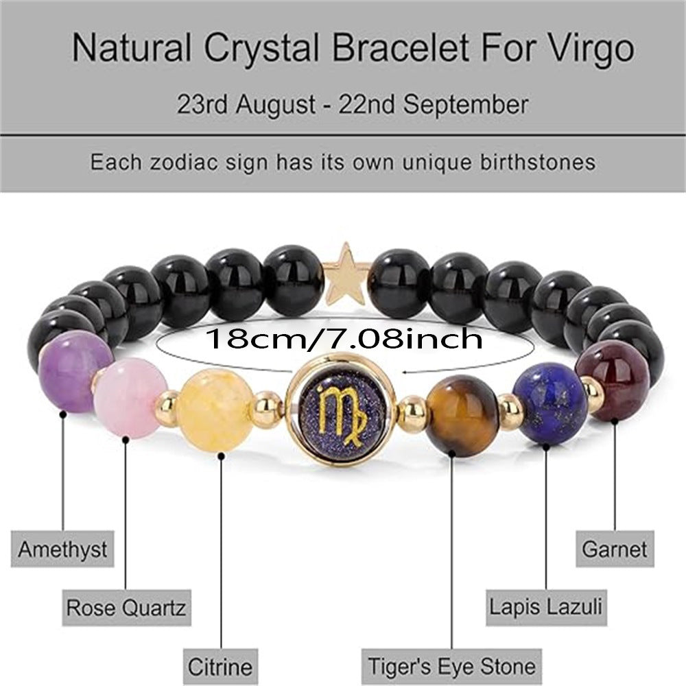Birthday Stone Twelve Constellations Bracelet Unisex Handmade Bracelet Crystal Jewelry Bracelet