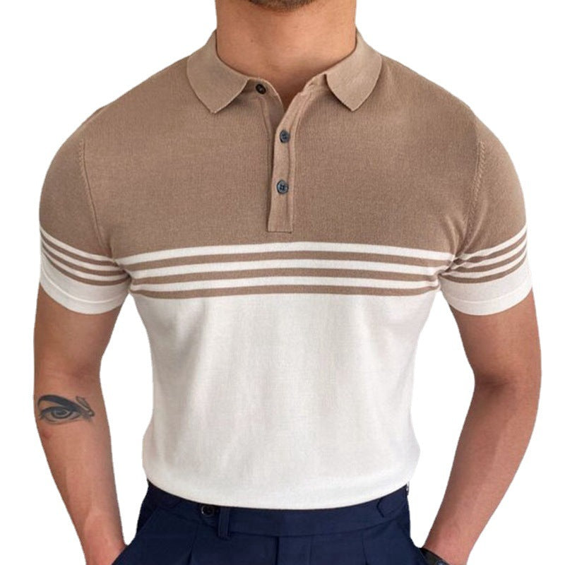 Men's Clothing New Sweater Short-sleeved Color Matching Business Polo Shirt Male SY0154