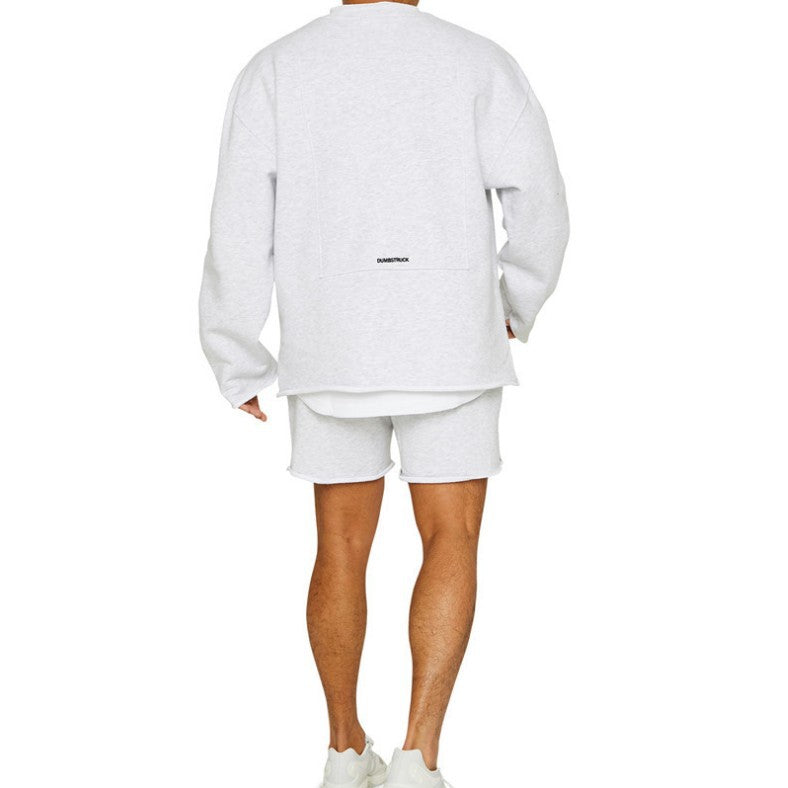 Casual Sports Suit Raw Edge Bottoming Round Neck Sweater