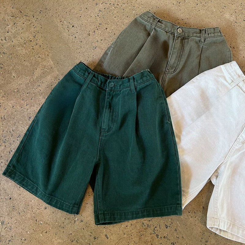 MYQ Retro Washed Denim Shorts Men's Summer Loose Casual Mid-length Pants Korean-style Fashionable And Handsome Pants