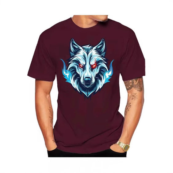 Brand New Fashionable Men And Women Round Neck 3D Printing High-definition Printed Wolf Head Pattern T-shirt Street Style Trendy Brand Short Sleeves