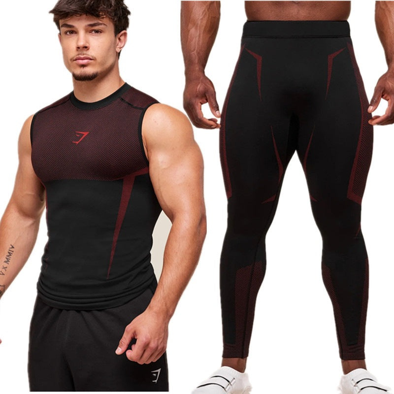 Men's Fitness Sports Dry Suit Tight Compression Clothing Outdoor Casual Vest And Pants