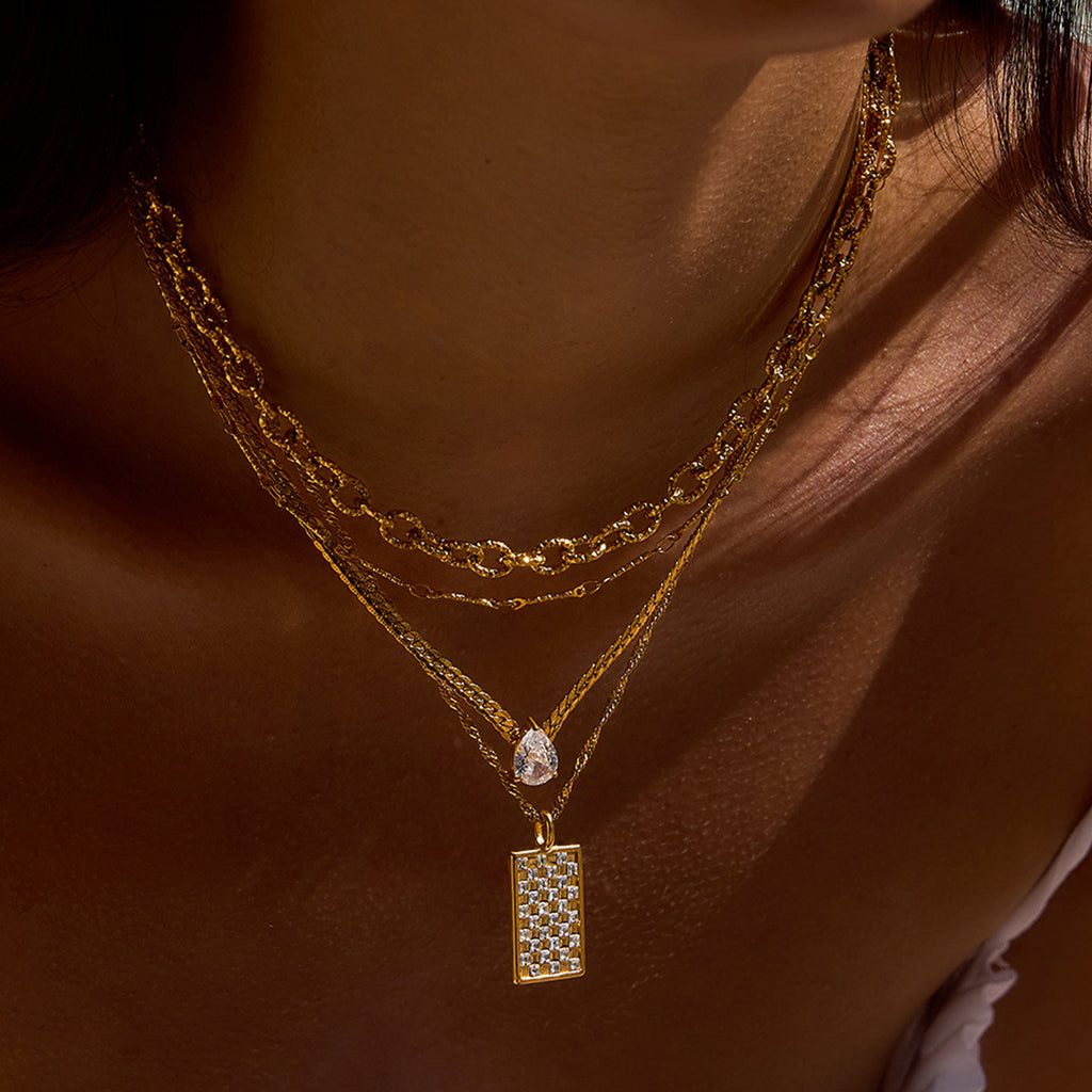 Rhinestone Titanium Steel Necklace Light Luxury High-End Jewelry Non-Fading Stainless Steel Jewelry Women's