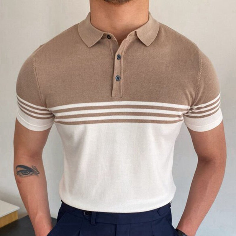 Men's Clothing New Sweater Short-sleeved Color Matching Business Polo Shirt Male SY0154