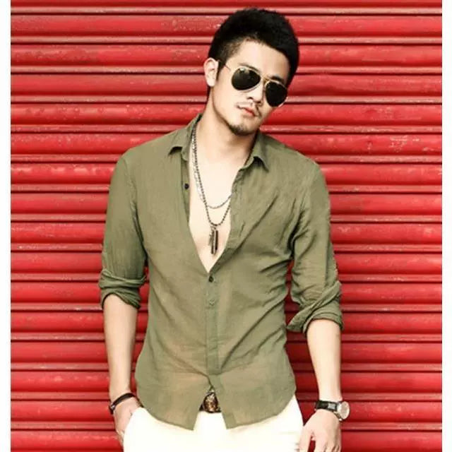 Summer Casual Linen Shirt Men's Sun Protection Clothing Ultra-thin Breathable Youth Long-sleeved Loose Washed Cotton And Linen White Shirt