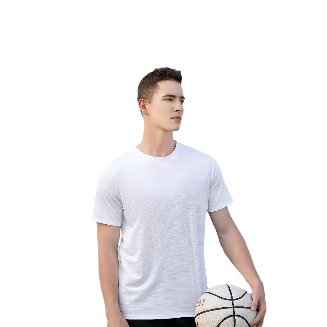 Summer T-shirt Short-sleeved T-shirt Men's Work Solid Color Loose Half-sleeved Round Neck Sweatshirt Simple All-match