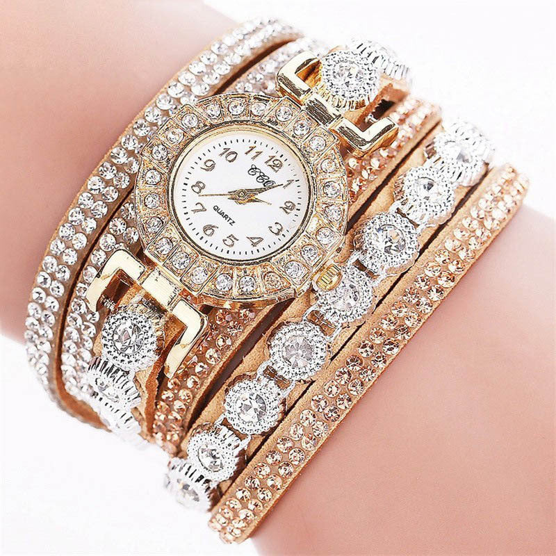 New Fashion Ladies Full Diamond Steel Bracelet With Digital Scale Women