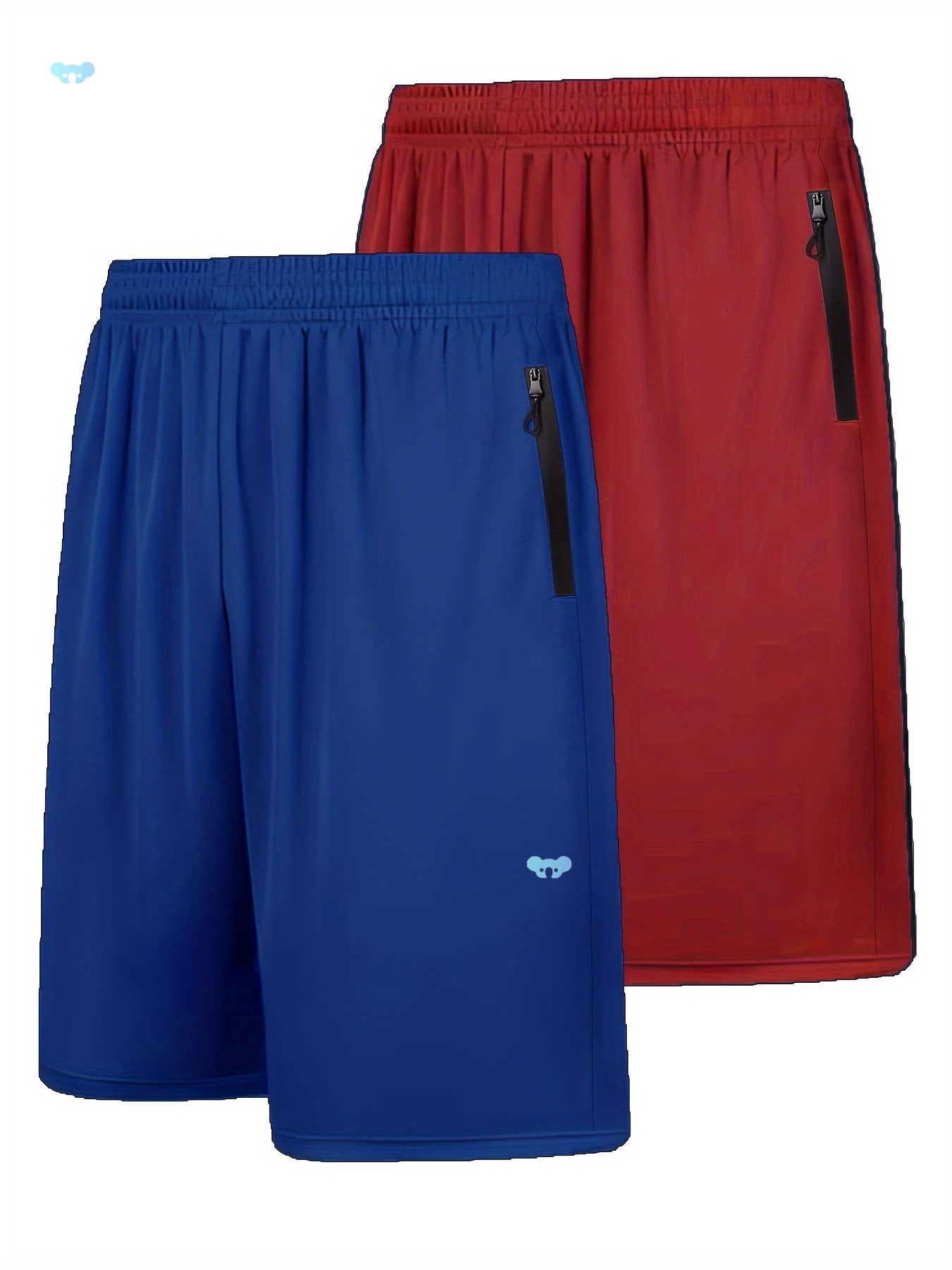 2Pcs Quick Dry Men's Athletic Shorts With Elastic Waistband