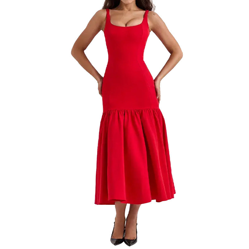 Women Elegant Ruffled Suspender Dress