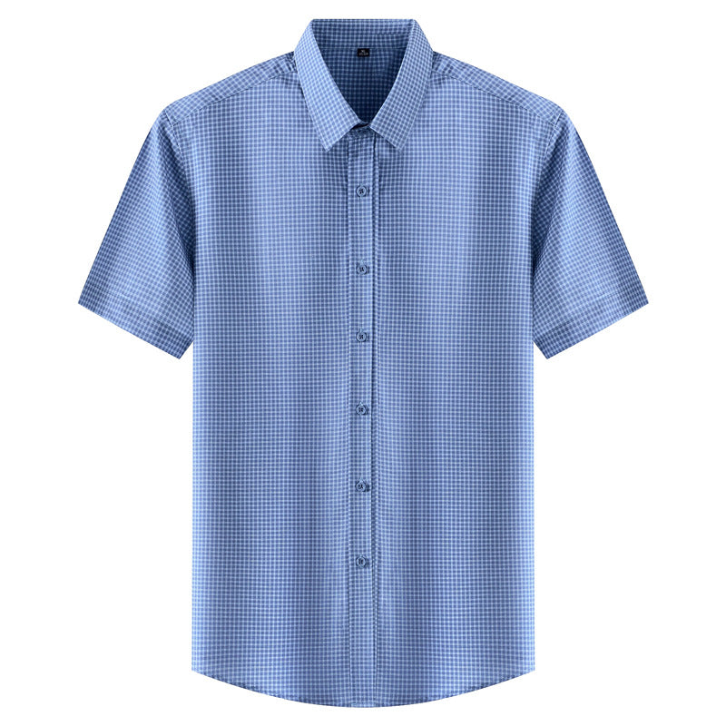 Fashion And Comfortable Short-sleeved Shirt Men&amp;amp;amp;amp;amp;#039;s Summer Trend Brand Elastic New Men&amp;amp;amp;amp;amp;#039;s Shirt Plaid Casual Top Trend
