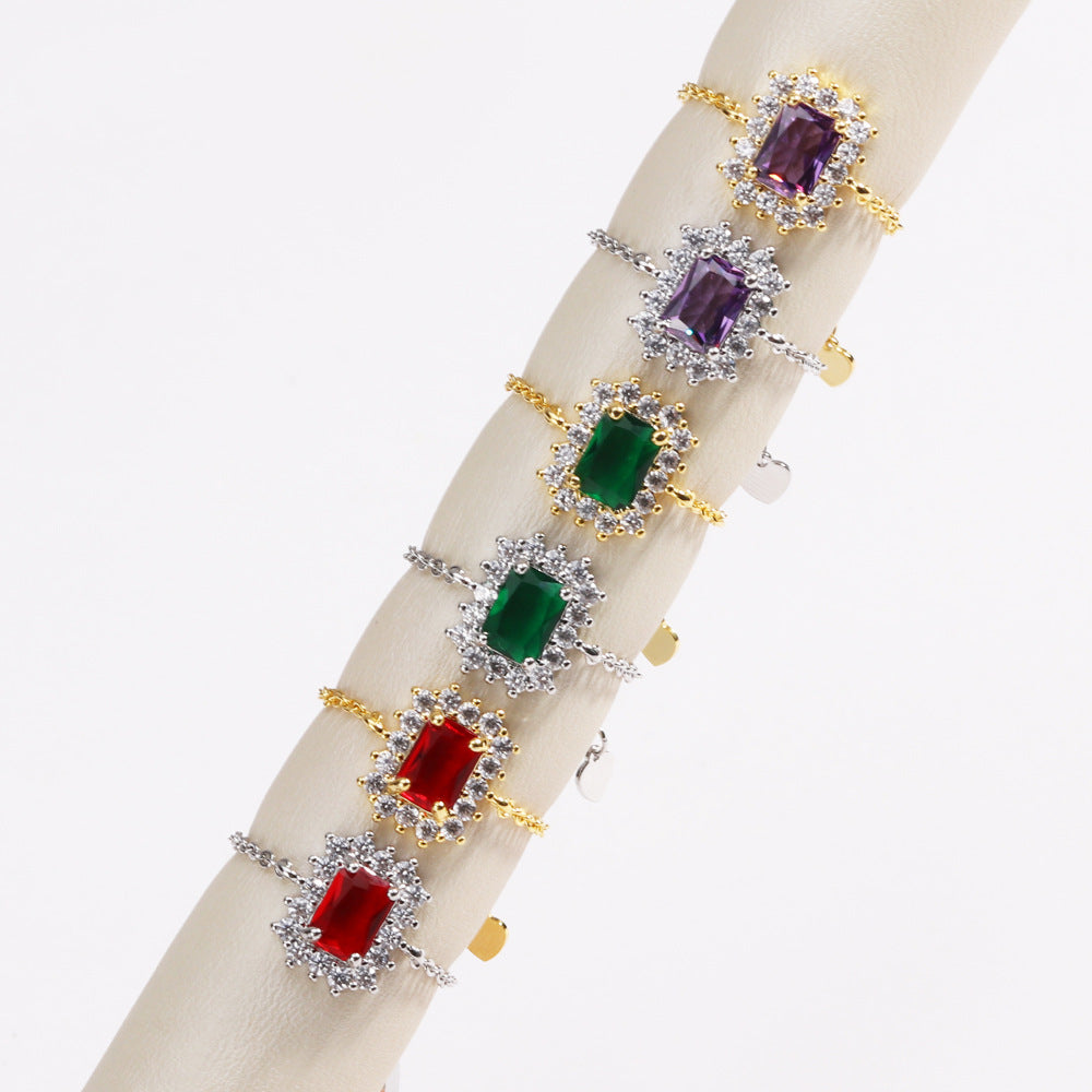 New Small Sugar Cube Copper Plated Chain Ring For Women Retractable Index Finger Ring Temperament Versatile Niche