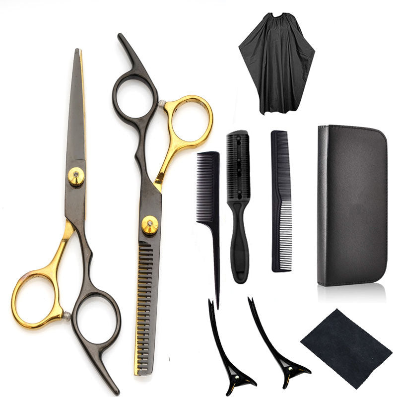 11-piece Set Household Hairdressing Scissors Hairdressing Set Tool Flat Teeth Scissors Thinning Hair Cutting Scissors Hair Cutting Wholesale