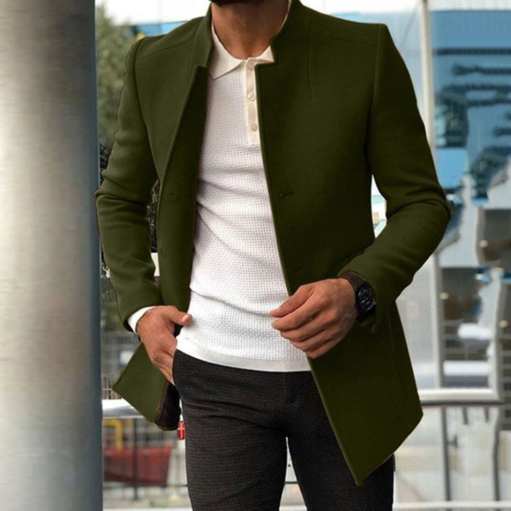Men's Youth Suit Autumn New Trend Men's Solid Color Slim Fit Woolen Coat Manufacturers