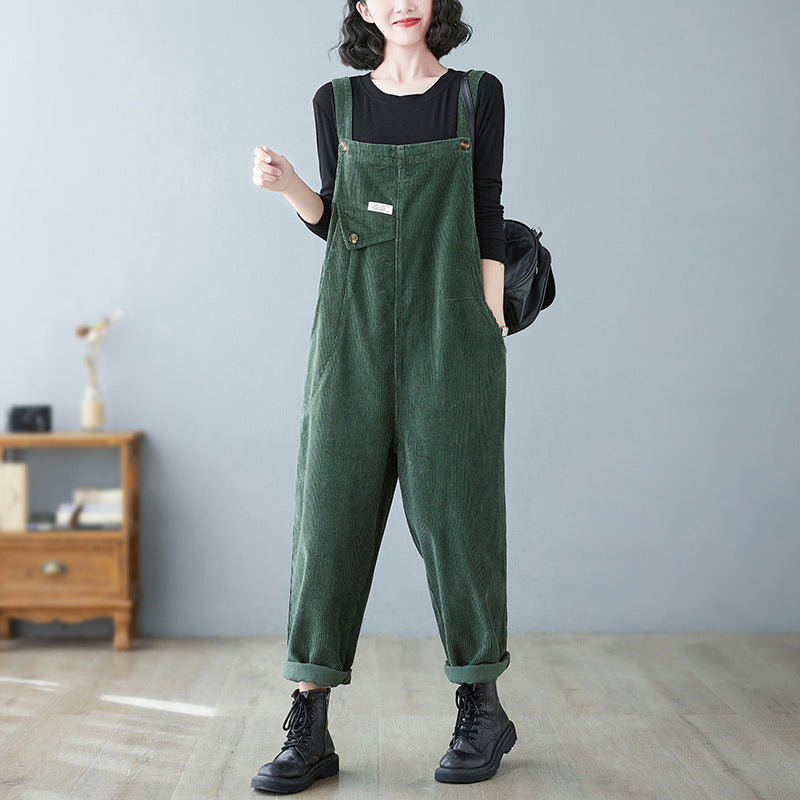 Corduroy Suspender Pants For Women Autumn And Winter