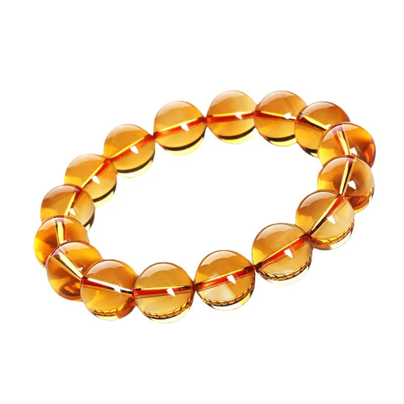 Brazilian Citrine Round Bead Bracelet Citrine 128 Faceted Bracelet Korean Style Fashion Couple Crystal Jewelry