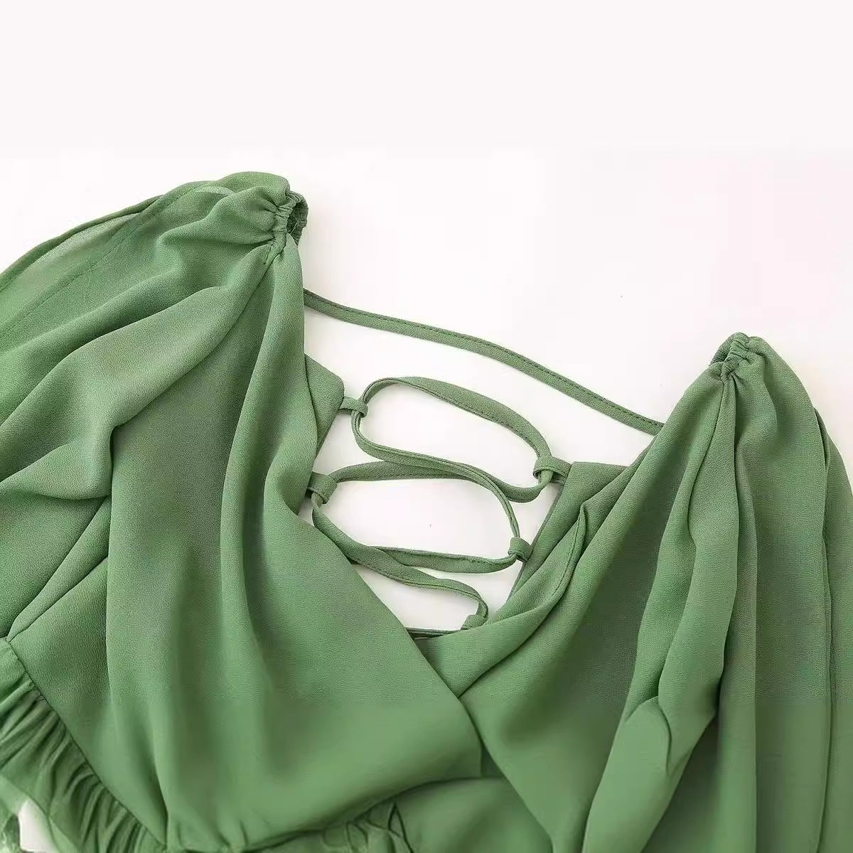 Dress Sexy Spice Girls Hollow Lantern Sleeve V-neck Shoulder Dress