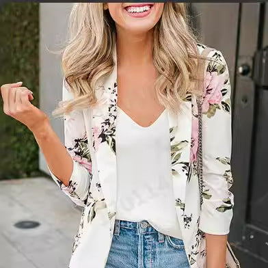 Long Sleeve Printed Pocket Small Blazer