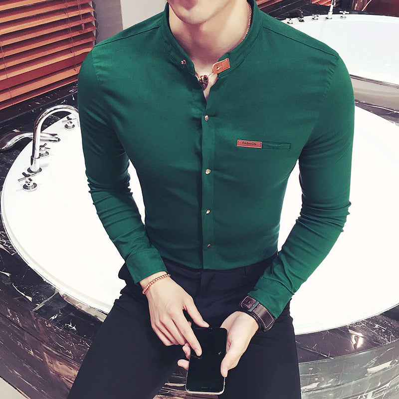 American Men&amp;amp;amp;amp;#039;s Slim Long-sleeved Casual Shirt