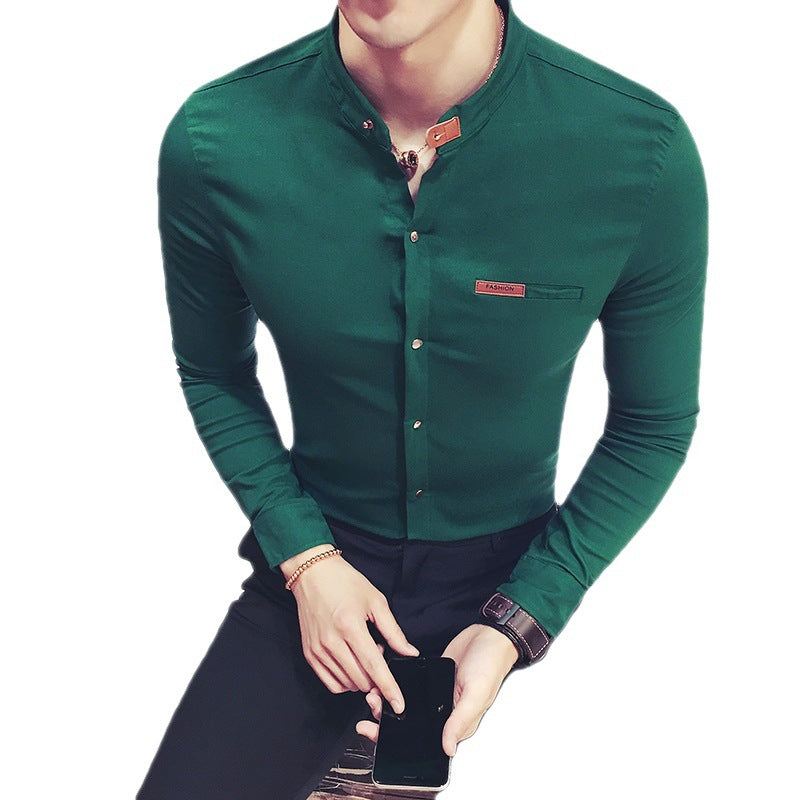 American Men&amp;amp;amp;amp;#039;s Slim Long-sleeved Casual Shirt