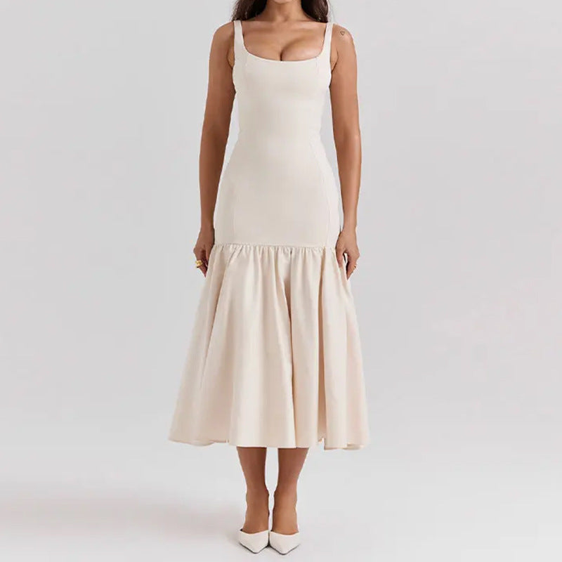 Women Elegant Ruffled Suspender Dress