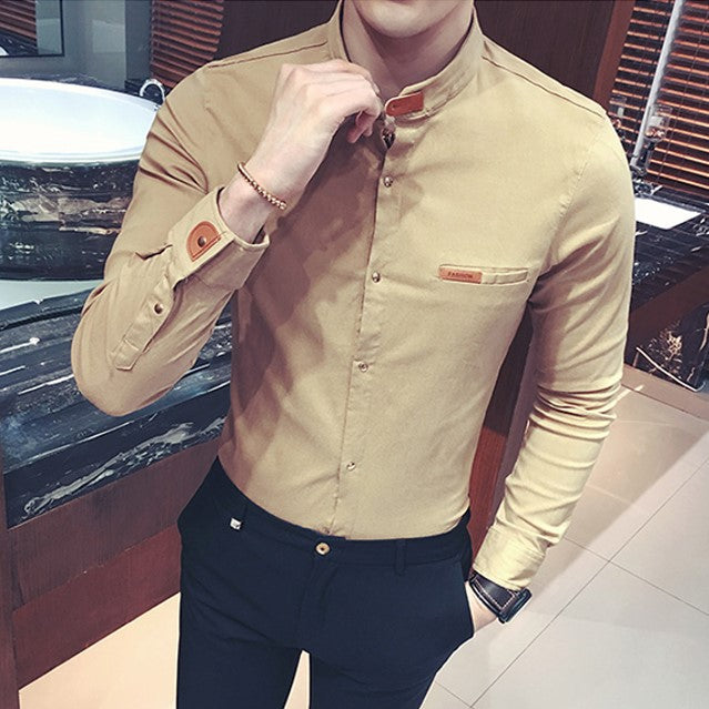 American Men&amp;amp;amp;amp;#039;s Slim Long-sleeved Casual Shirt