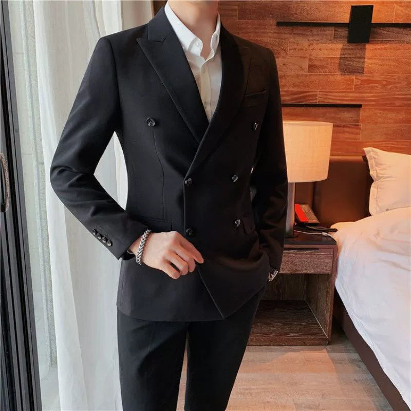 Double-breasted Casual Suit Jacket Men&amp;amp;amp;#039;s Slim-fit Trendy British Style Men&amp;amp;amp;#039;s Single Western High-end Professional Suit Jacket