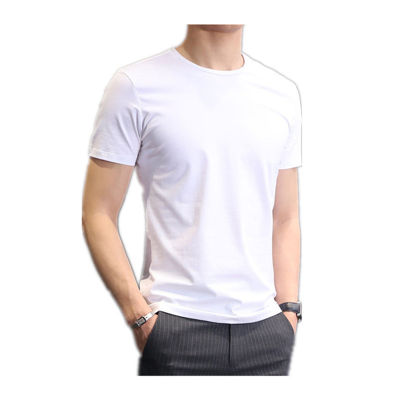 Men&amp;#039;s Solid Color White Short-sleeved T-shirt