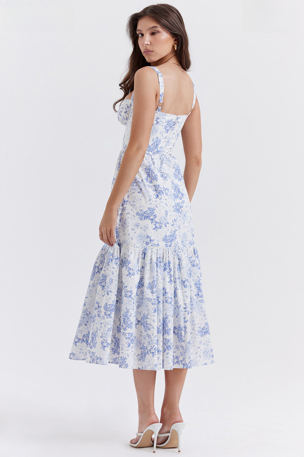 Women Spring And Summer New Sweet Spicy Style Sling Solid Color A Swing Floral Cake Dress