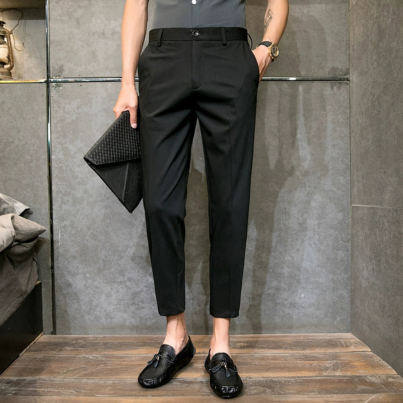 Draping Trousers Men's Summer Thin Korean Version Of The Trendy Business Suit Pants Slim Feet Casual Nine-point Suit Pants