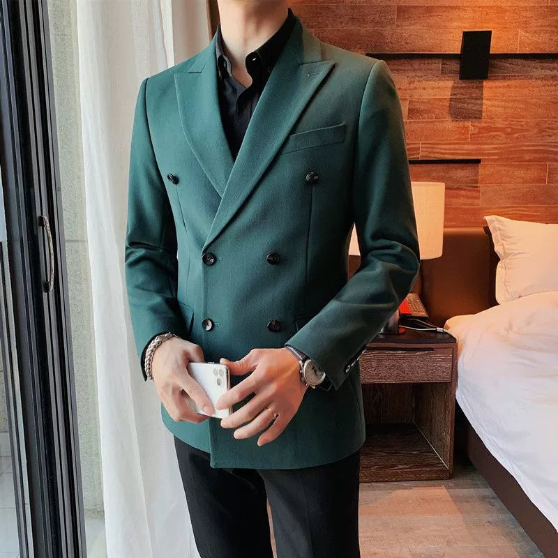 Double-breasted Casual Suit Jacket Men&amp;amp;amp;#039;s Slim-fit Trendy British Style Men&amp;amp;amp;#039;s Single Western High-end Professional Suit Jacket