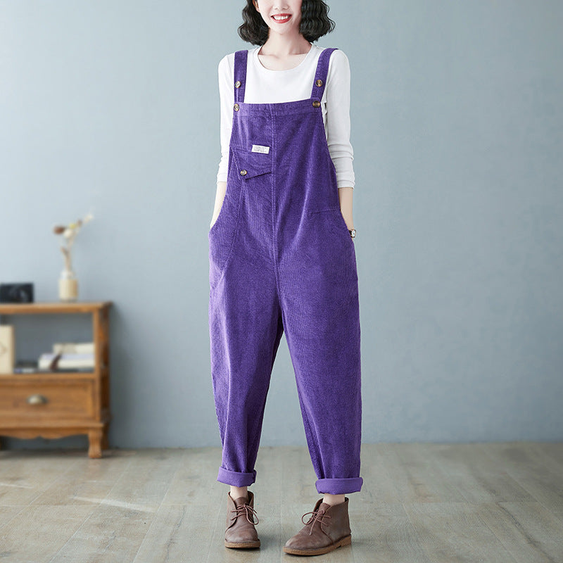 Corduroy Suspender Pants For Women Autumn And Winter