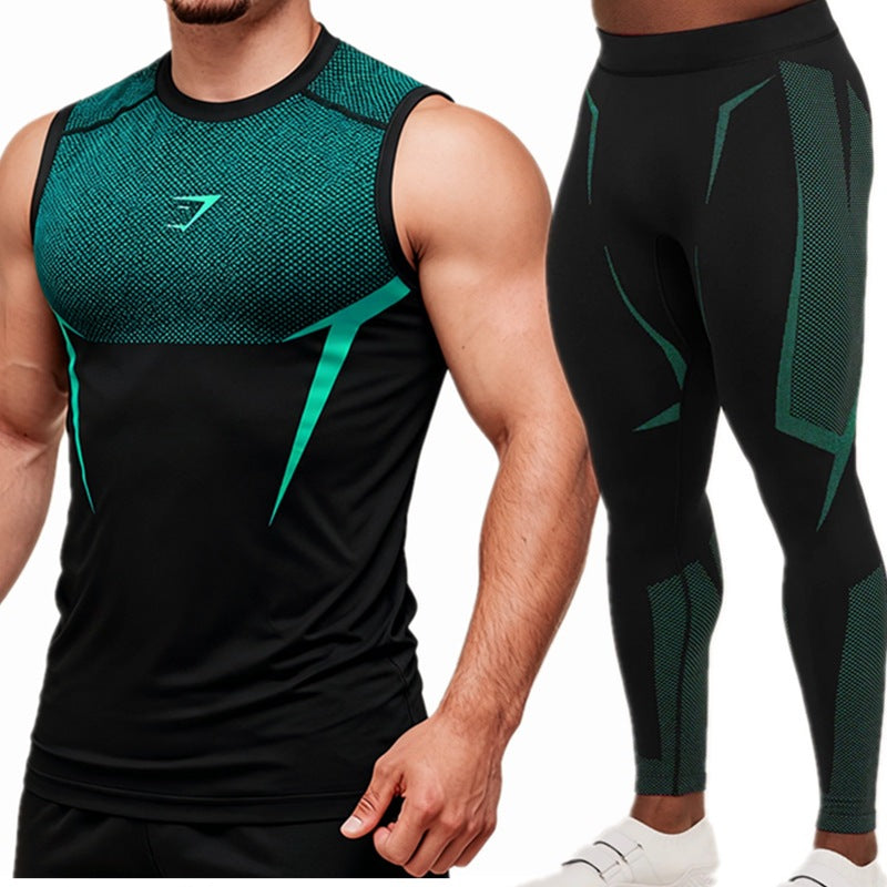 Men's Fitness Sports Dry Suit Tight Compression Clothing Outdoor Casual Vest And Pants