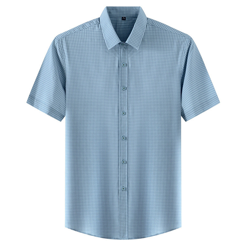 Fashion And Comfortable Short-sleeved Shirt Men&amp;amp;amp;amp;amp;#039;s Summer Trend Brand Elastic New Men&amp;amp;amp;amp;amp;#039;s Shirt Plaid Casual Top Trend