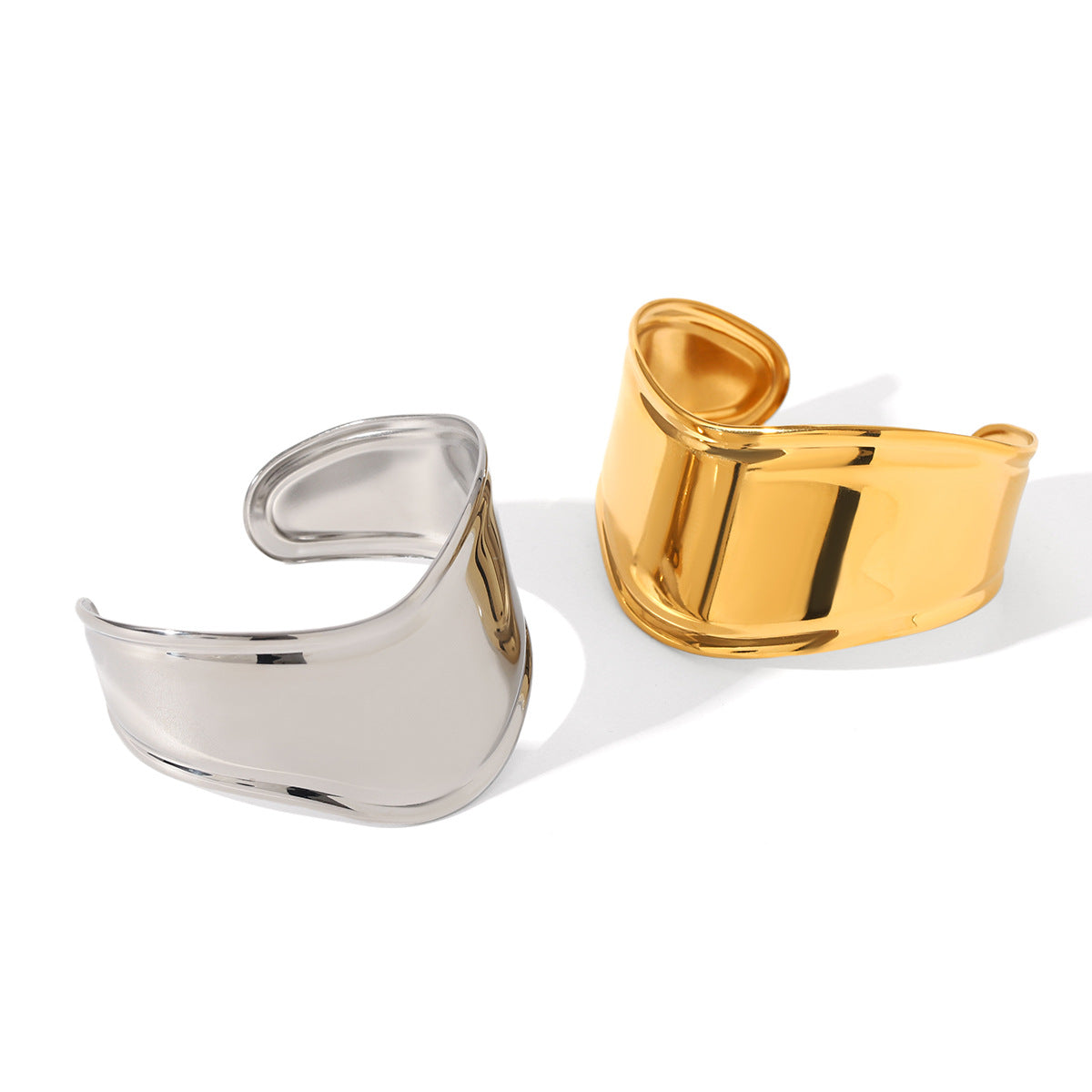 European And American Ins Style Stainless Steel Asymmetrical Glossy Open Bracelet Women's Accessible Luxury High-End Bracelet Titanium Steel Bracelet