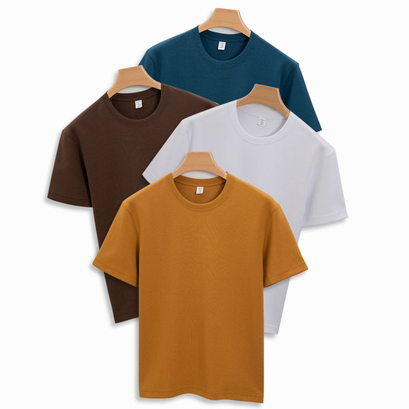 New High-end Double-sided Cotton T-shirt Men's Half Sleeve Heavy Xinjiang Cotton Thickened Round Neck Short Sleeve Men's T-shirt