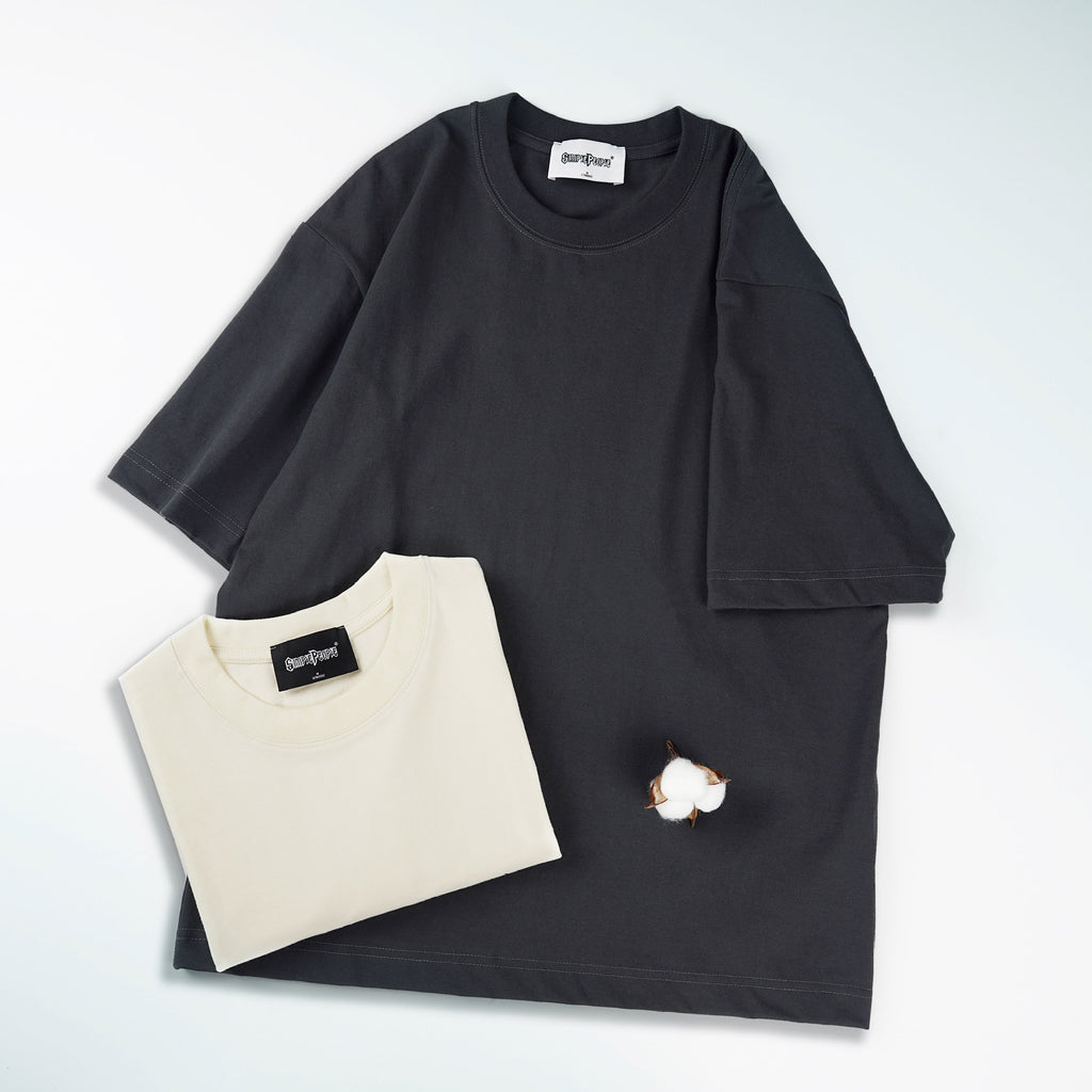 T-Shirt Round Neck Short-Sleeved Off-Shoulder Casual Trendyy Loose Top Anti-Shrinkage Deformation Pilling