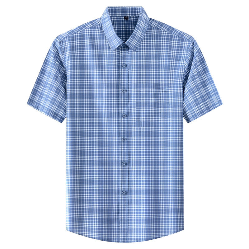 Fashion And Comfortable Short-sleeved Shirt Men&amp;amp;amp;amp;amp;#039;s Summer Trend Brand Elastic New Men&amp;amp;amp;amp;amp;#039;s Shirt Plaid Casual Top Trend