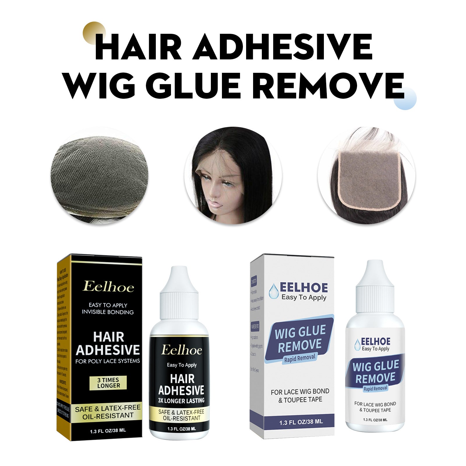 EELHOE Wig Glue Skin Invisible Liquid Glue Weaving Hair Replacement Wig Unloading Glue Fast Unloading Hair Block Glue
